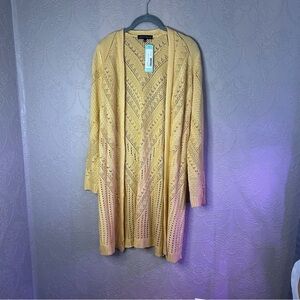 Yellow Open Knit Women's Sweater Love Ellie L Stitch Fix crochet butter yellow